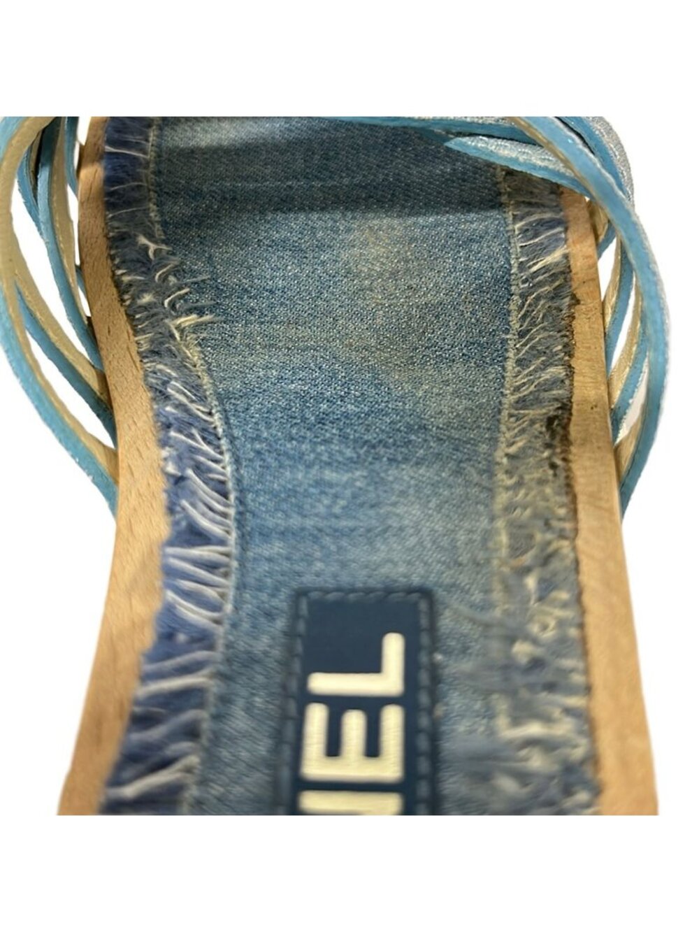 Chanel Sandals 39c Light Blue Gold Lame Leather - Picture 9 of 10